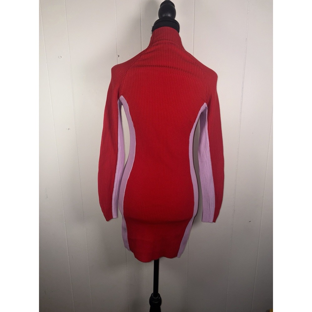 urban outfitters purple red ribbed fitted dress M long sleeve - Picture 3 of 11